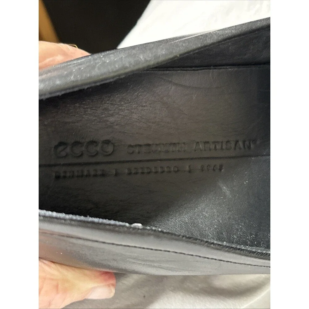 Ecco Stealth Artisan Mens Black Leather Penny Loafer Comfort Slipon Dress sz 10